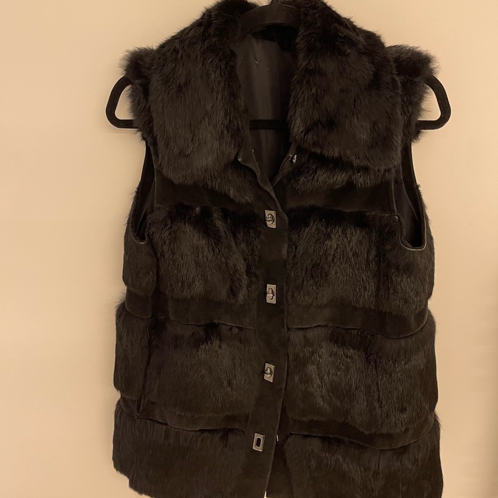 Michael Kors Fur Vest with Suede Leather Detail, Oversized